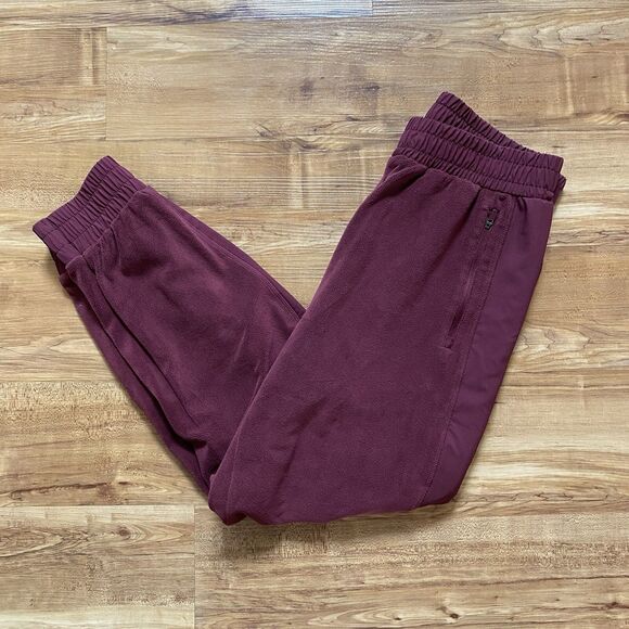 ZYIA Active L Maroon Soft Cozy Fleece Pull-on Joggers Elastic Waist Sweatpants - Picture 15 of 16